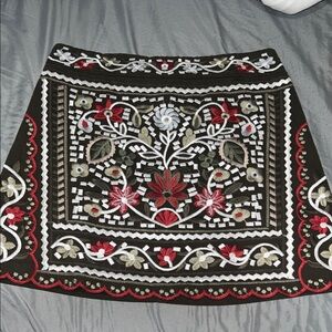 Elizabeth and James Embroidered Mini Skirt - Army Green, Red, White